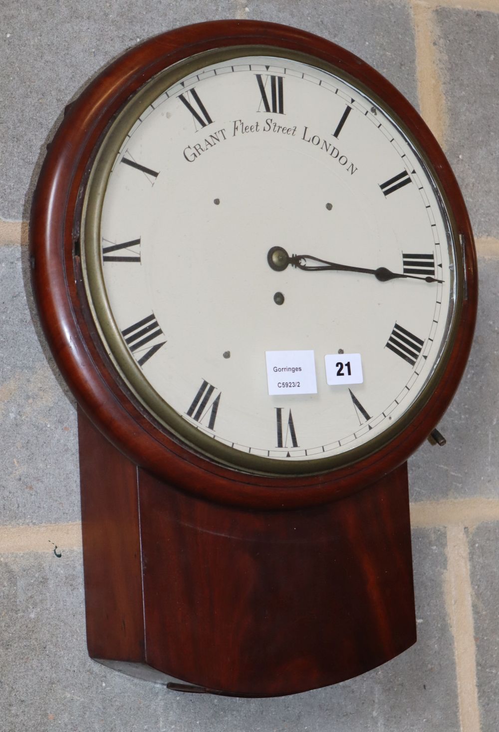 A Victorian drop dial wall timepiece, Grant of Fleet Street, Diameter 36cm, H.50cm